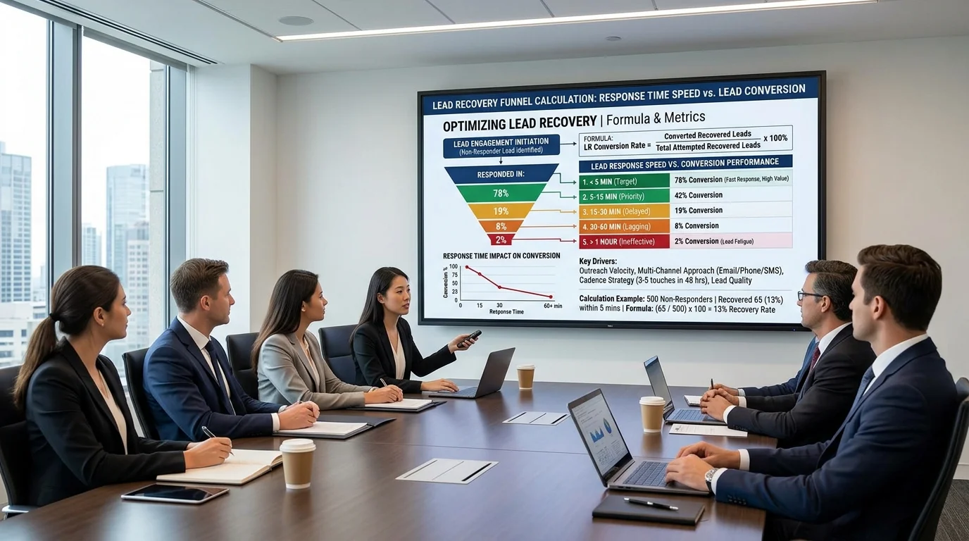 Strategy display showing the relationship between rapid lead response speed and customer conversion performance